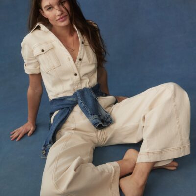 Boden Short Sleeve Denim Jumpsuit