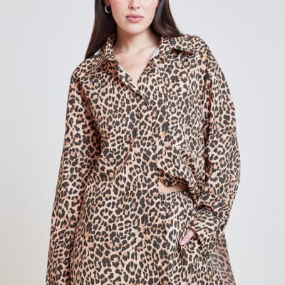 Ode Taylor Cuffed Shirt Leopard