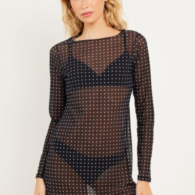 Bond-Eye Swim Gisele Mini Dress Polka Dot Mesh