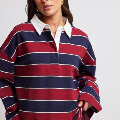 Stylerunner The Fenway Jersey Cherry & Navy Bold Stripe