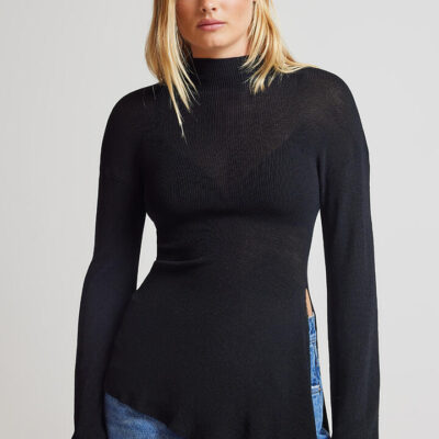 Bayse Tatiana Tie Up Top Black