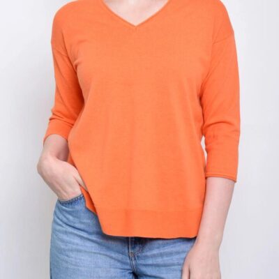 James Melbourne Vee Neck 3/4 Sleeve Knit