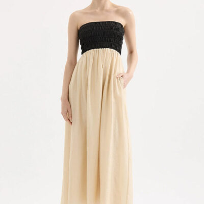 Nude Lucy Frances Shirred Maxi Dress Chamomile Splice