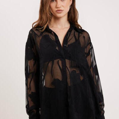 Ode Vine Organza Shirt Onyx