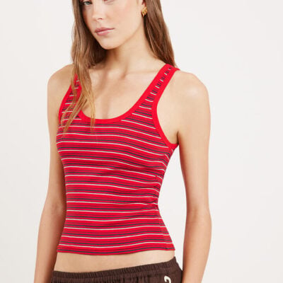 Liido Perry Scoop Tank Navy/Red Stripe