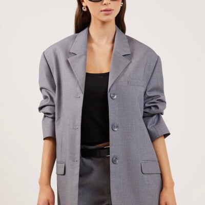 Felle Single Breasted Blazer Mid Grey