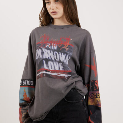 Ksubi Altar Ls Boyfriend Tee Charcoal