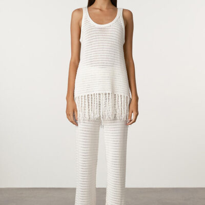 Zulu And Zephyr White Crochet Knit Tank