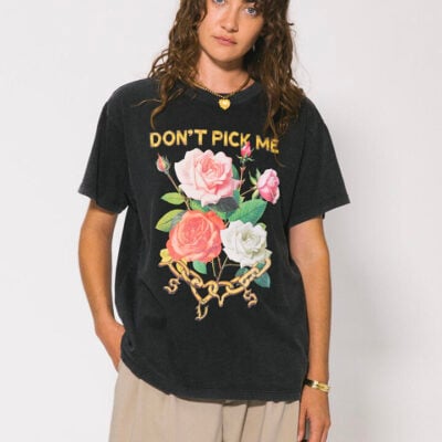 Something Very Special Dont Pick Me Graphic Boxy Tee Vintage Black