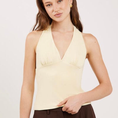 Ode Farrah Halter Top Lemon Curd