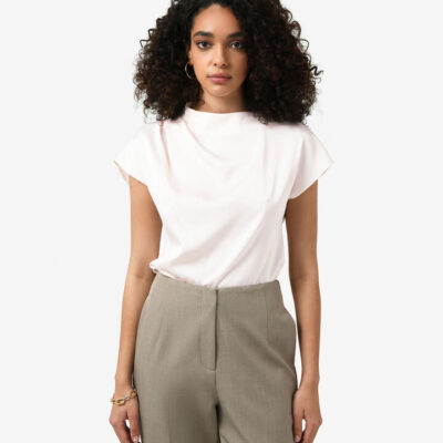FORCAST Zafina Pleated Draped Top