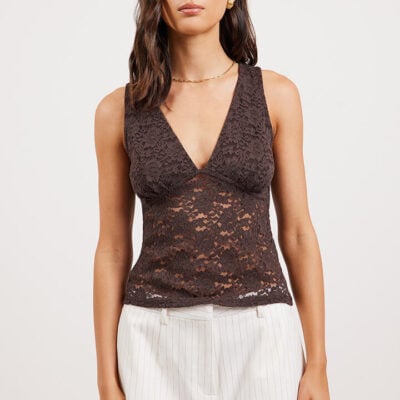 Ode Hadley Lace Tank Walnut