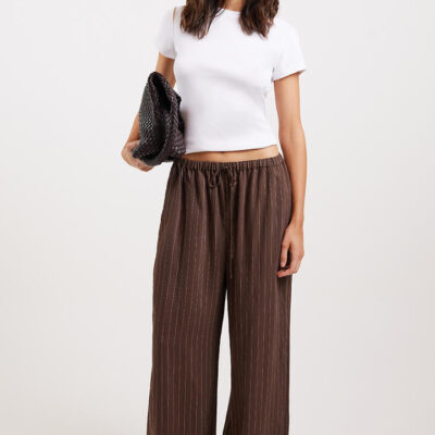 Ode Brisa Wide Leg Pants Wide Walnut Stripe