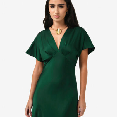 FORCAST Catalina V-neck Satin Dress