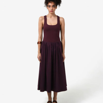 FORCAST Soho Knit & Poplin Midi Dress