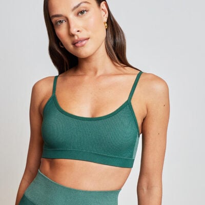 The Upside Ribbed Seamless Ballet Bra Pine/Matcha