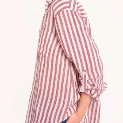 Hut Stripe Linen Boyfriend Shirt
