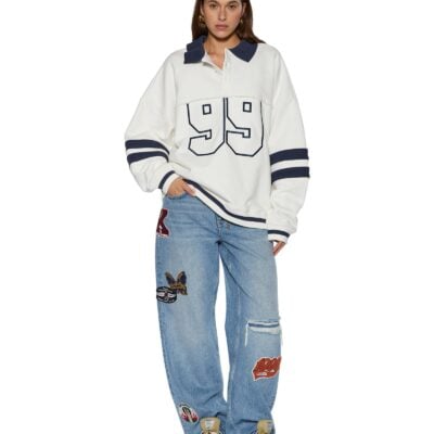 99 BOYFRIEND POLO SWEATSHIRT VINTAGE WHITE