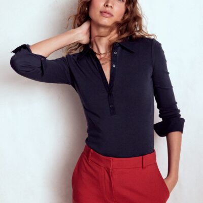 Boden Collared Placket Jersey Shirt