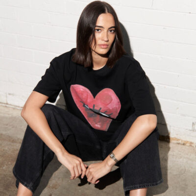 Burgundy Hearts Club Oversize Tee
