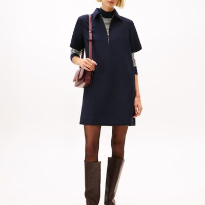 Half-Zip Relaxed Shift Dress