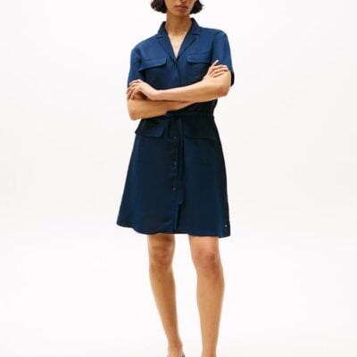 Linen Blend Mini Shirt Dress