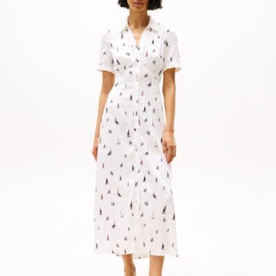 Print Cut Out Maxi Shirt Dress