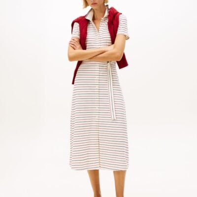Striped Polo Midi Dress