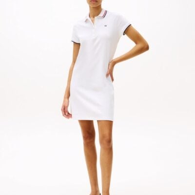 Tipped Collar Mini Polo Dress