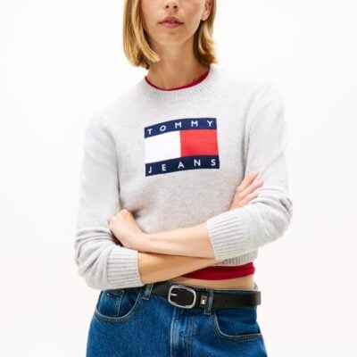 Tommy Flag Sequin Slim Jumper