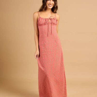 Rhythm Lola Check Gathered Maxi Dress