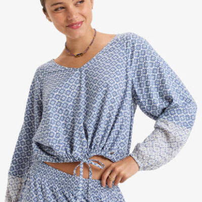 Roxy Nomadic Mood Flowy Blouse Egret Never Bored Apparel