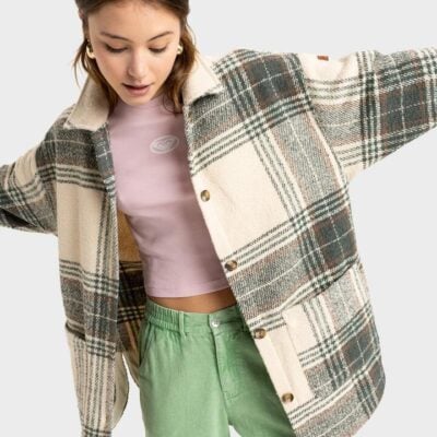 Roxy Check Me Now Jackets  Agave Green Olan Plaid