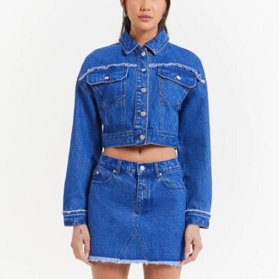 Beyond Her Brielle Cropped Denim Jacket