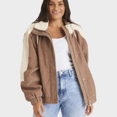 Roxy Duo Corduroy Bomber Jacket  Portabella