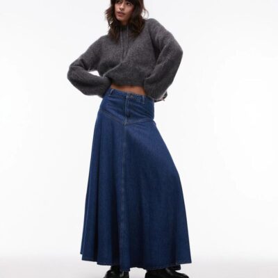 Topshop Denim A-Line Skirt