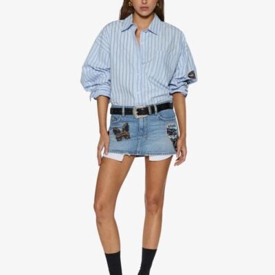 Ksubi Astra Ls Shirt Blu Stripe Badge