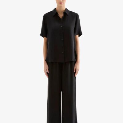 Nude Lucy Dara Cupro Shirt Size S Black
