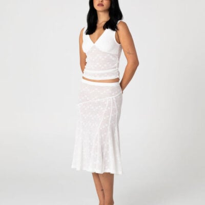 Rusty Roma Low Rise Lace Midi Skirt