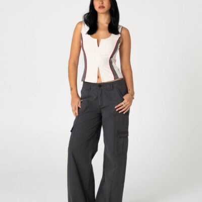 Rusty Contrast Zip Through Tank Top