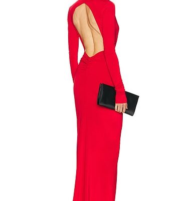 The Andamane Zelda Deep V Neck Maxi Dress