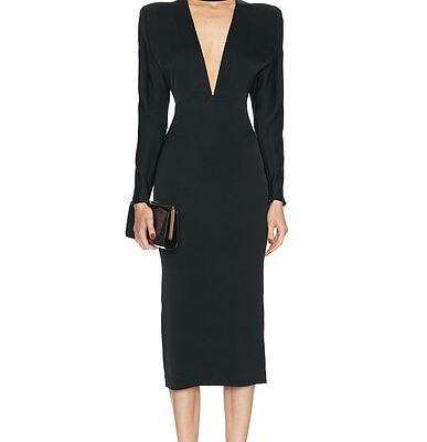 Alex Perry Long Sleeve V Neck Dress