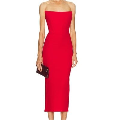 Alex Perry Strapless Stretch Crepe Midi Dress