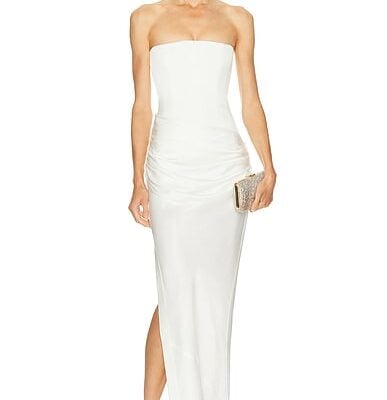 Alex Perry Strapless Longline Draped Column Gown