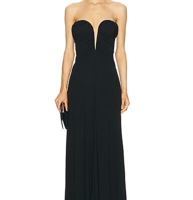 Atlein Bustier Ruched Gown