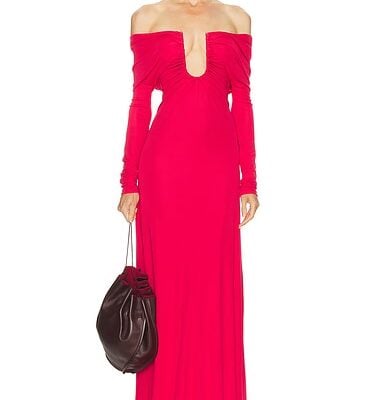 Christopher Esber Arced Palm Strapless Shawl Gown