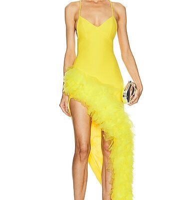 David Koma Asymmetrical Ruffled Hem Cami Dress