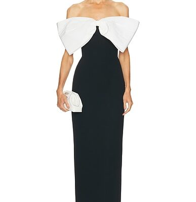 David Koma Bow Detail Strapless Gown