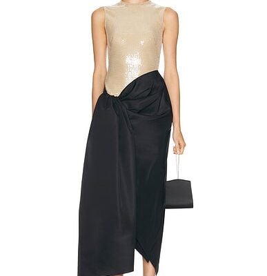 David Koma Sequin & Draped Midi Dress