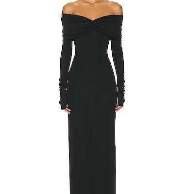 Helsa Matte Jersey Off Shoulder Maxi Dress